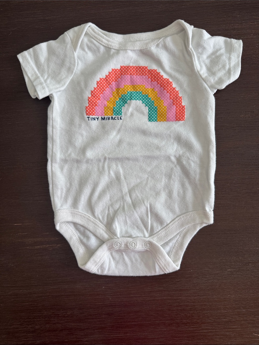 Cat & Jack White Onesie with Multicolor Rainbow